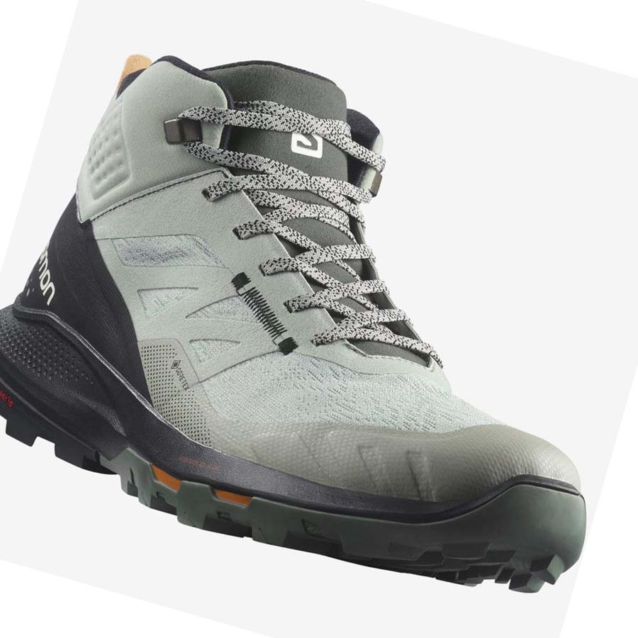 Salomon OUTPULSE MID GORE-TEX Túracipő Férfi Fekete Türkiz | HU 2085WNB